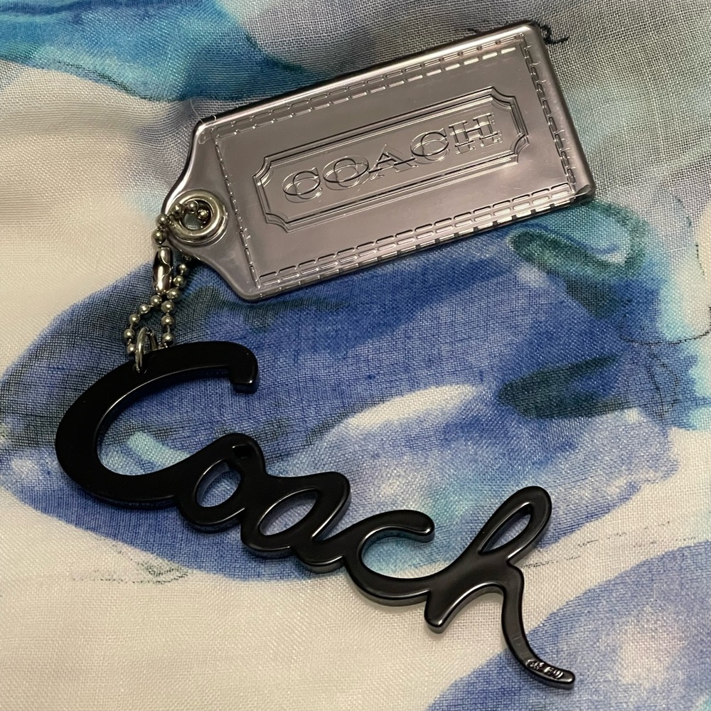 Coach Poppy black mirrored hang tag/charm - Picture 1 of 10